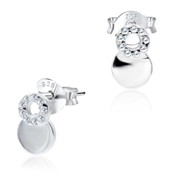 Round CZ Overlap Style Silver Ear Stud STS-3244